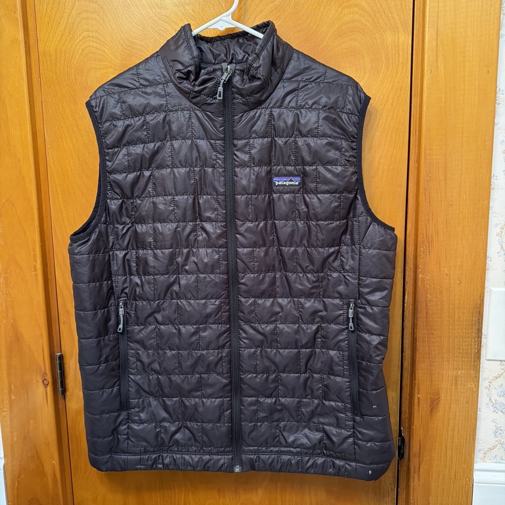 Patagonia Nano Puff Vest Mens Large Black Full Zip Puffer Insulated Model N Logo